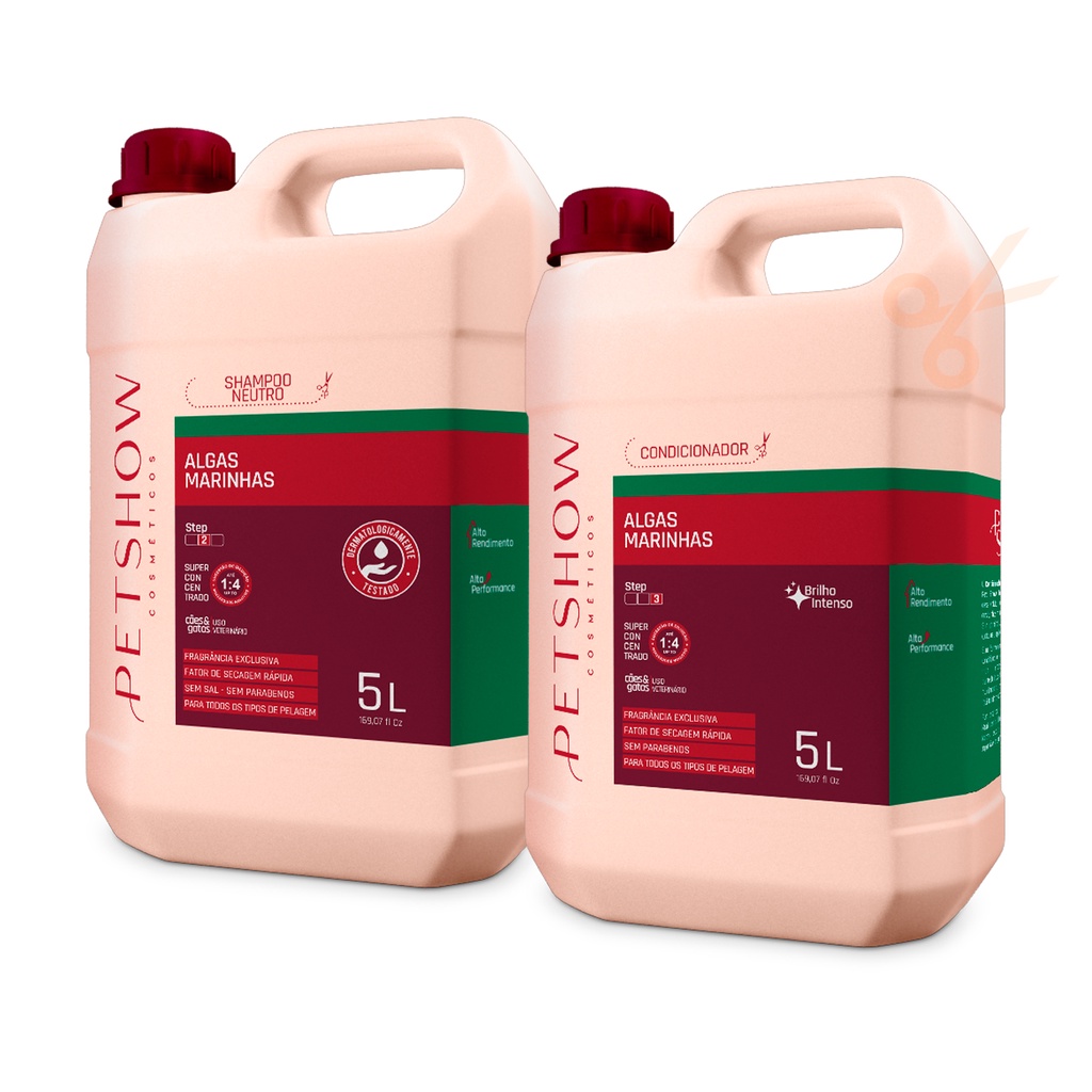 Shampoo e Condicionador Neutro Algas Marinhas 5 L Pet Show