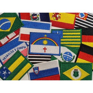 Bandeira Bordada -  Patch Bordado Termocolante ou Fecho de Contato 7x5cm