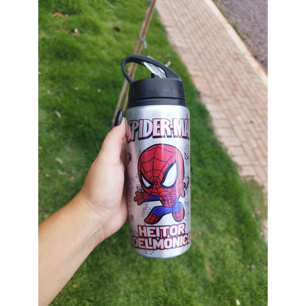Garrafinha em Alumínio Tema Homem Aranha em Oferta na Shopee
