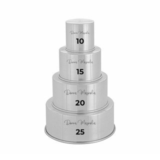 JOGO  4  Forma Assadeira Bolo REDONDA ALTA  10 / 15 /20 / 25 x 10 cm  Aluminio - E92