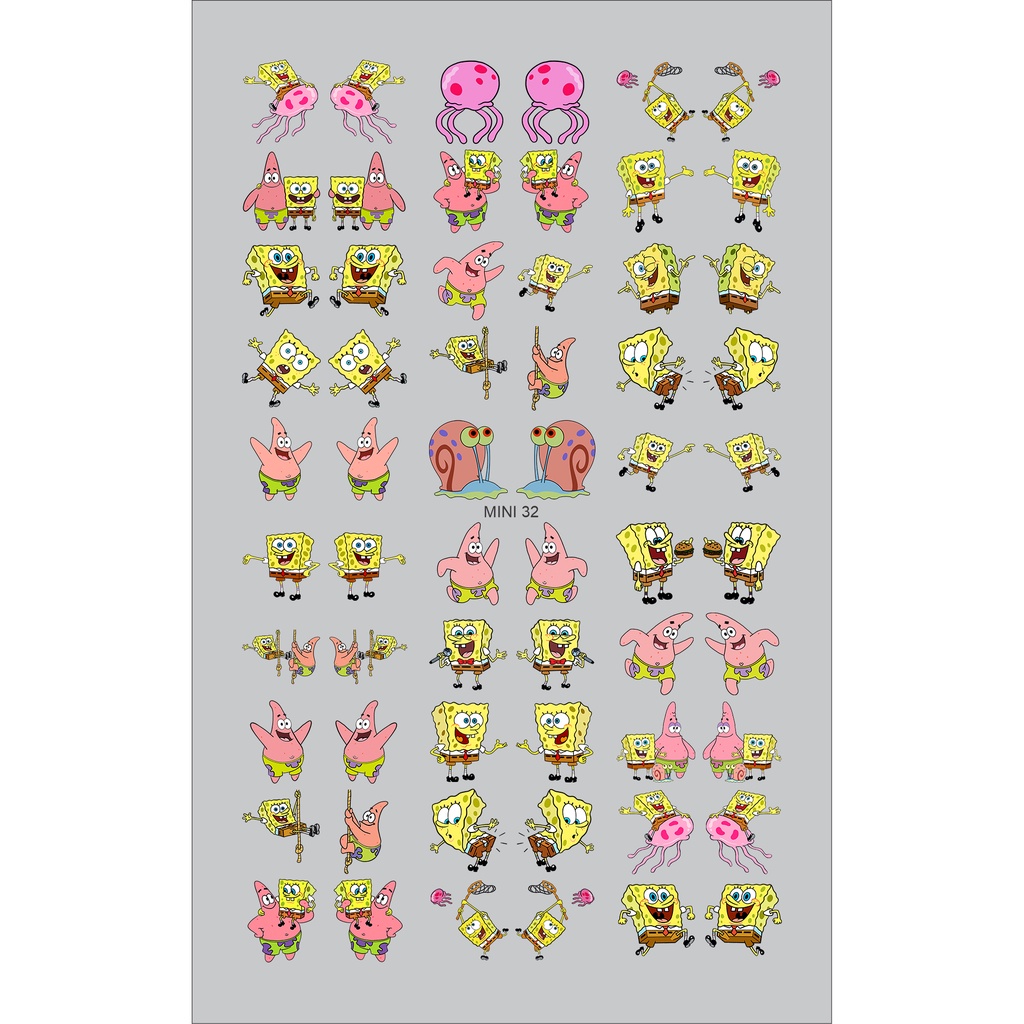 60 Adesivos de Unha 3D Bob Esponja PRÉ PRONTO - MINI 32 em Oferta na Shopee