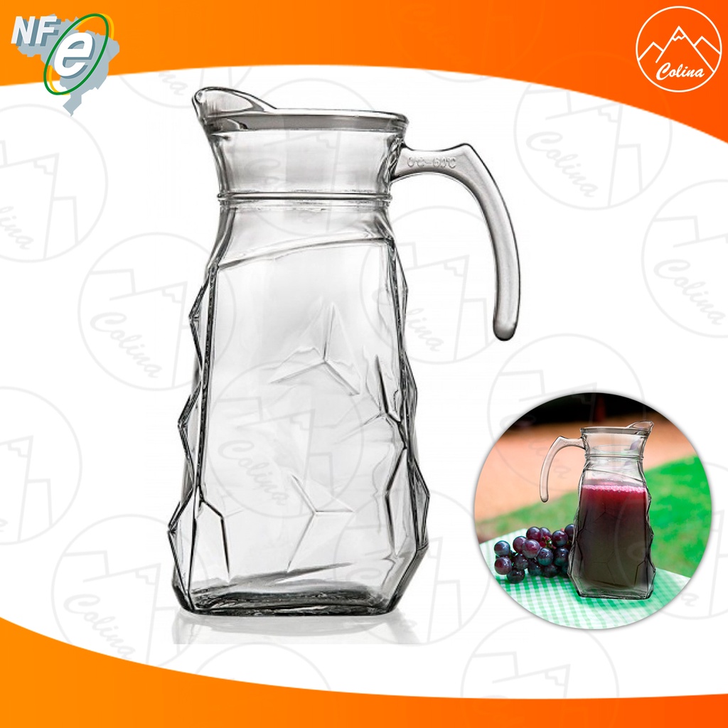 Jarra de Vidro Moderna Suco Agua Drink 1,8l com tampa