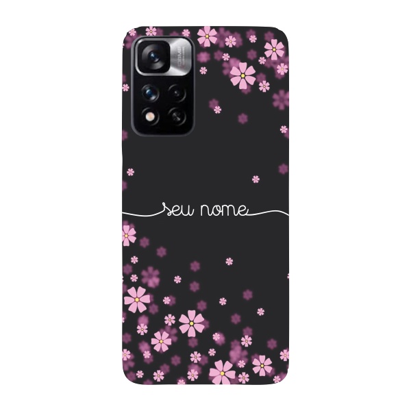 Capinha para Xiaomi Note 11 Pro+ Anti Impacto Personalizada - Flores Lilás com nome