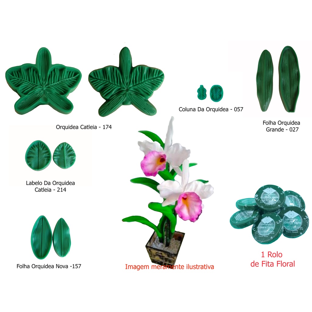 Kit Frisador Modelador P/ Eva Orquidea Catleia Grande 6 Pçs Em Resina - K1174