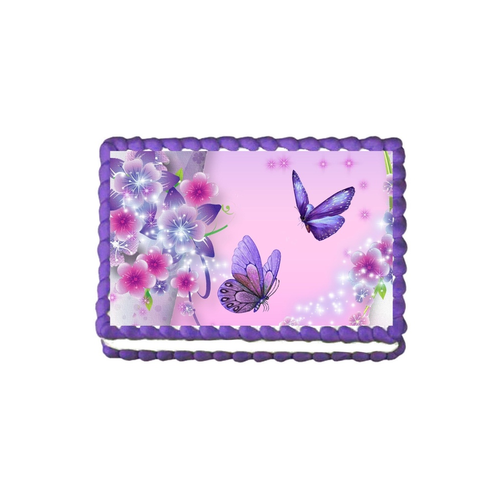 Papel Arroz A4 Bolo Festa Tema Borboletas e Flores 20x30cm - Alta Qualidade em Oferta na Shopee