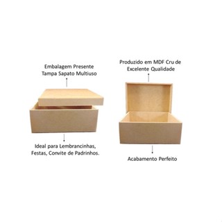 Kit 20 Caixas 15x15x5 mdf Cru com Tampa para Artesanato