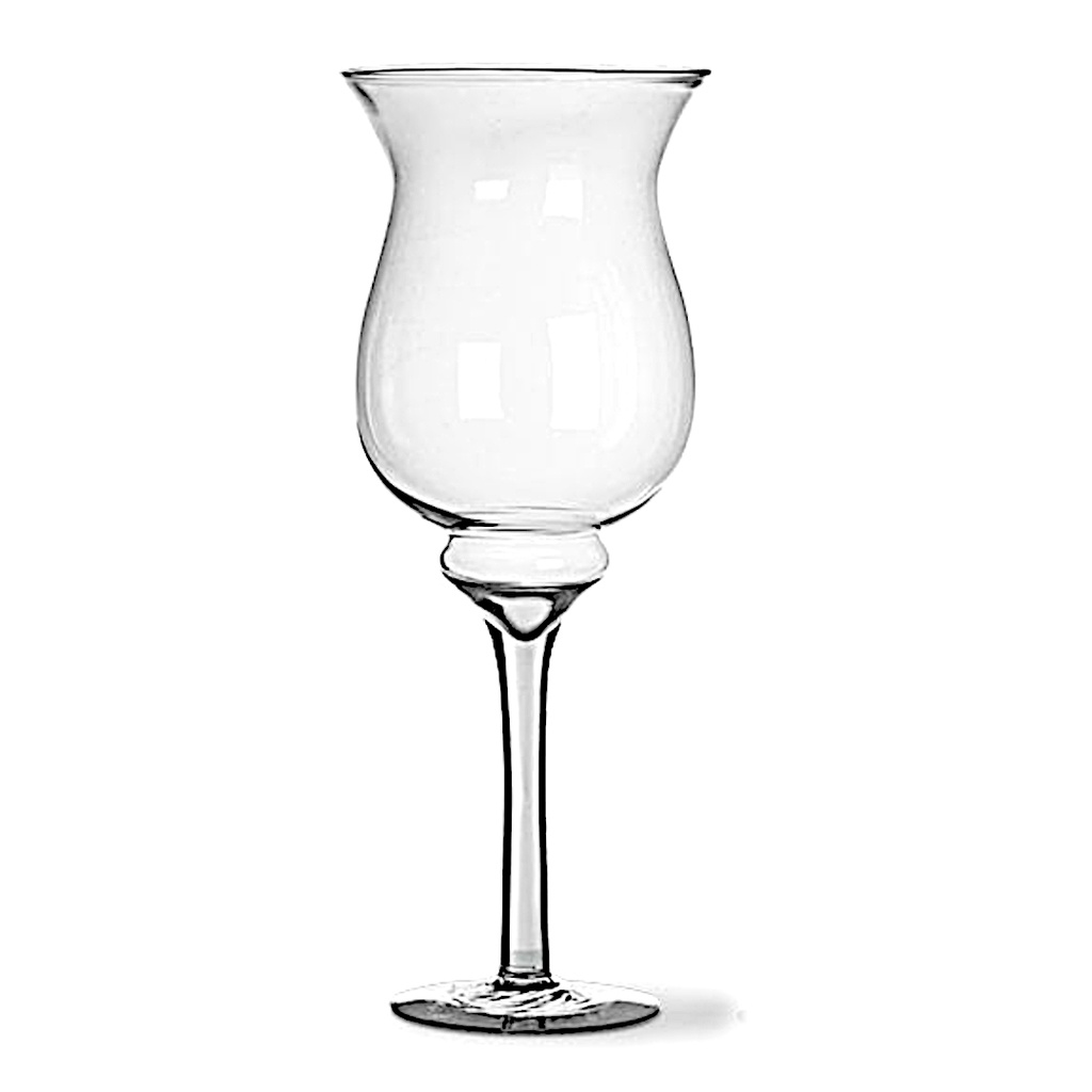 Vaso Taça Castiçal Vidro Napoli Médio Ø15x40,5cm Para Decoração Mesa Casamentos
