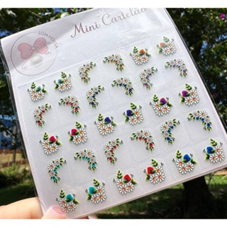 MINI CARTELÃO adesivos para unhas com 30 UNIDADES - FLORES DE CANTO CORES VARIADAS em Oferta na Shopee