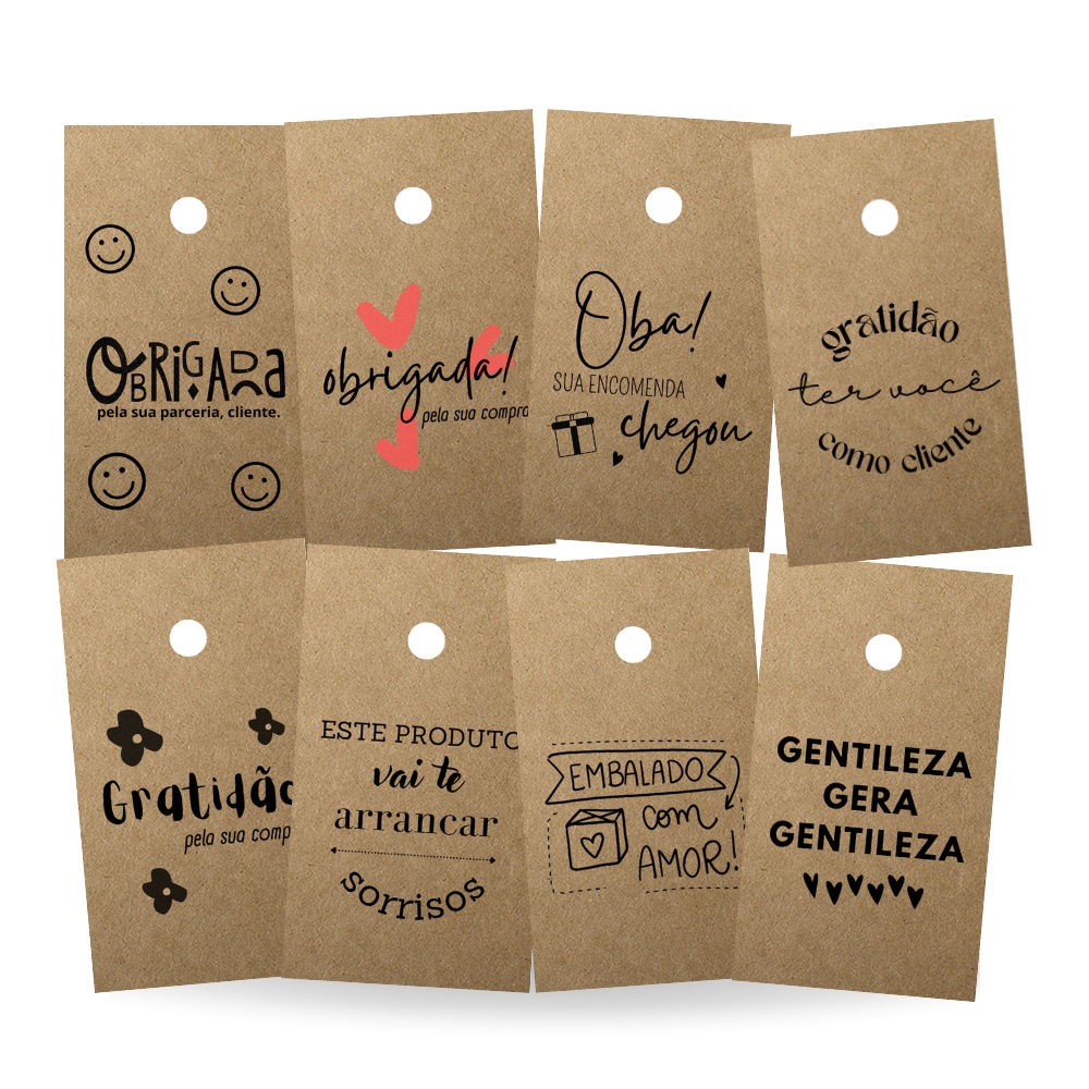 Tag Com Frases Para Cliente Kraft 4x7cm em Oferta na Shopee