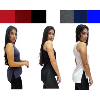 kit 3 Regatas fitness feminina camiseta blusa longa