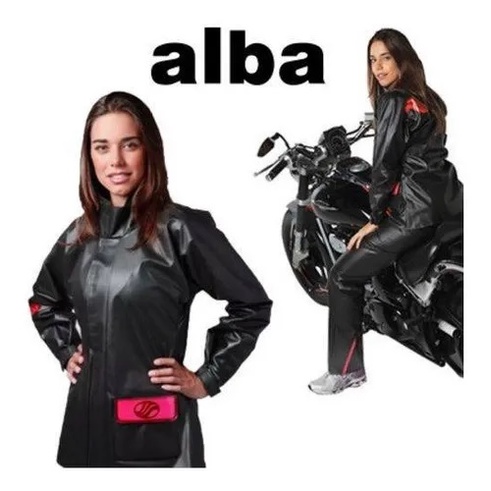 Capa De Chuva Feminina Motoqueira Alba Modelo Europa Preto