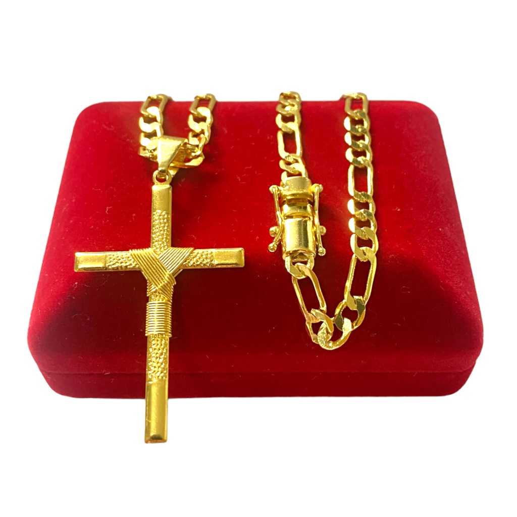 Cordão Banhado em Ouro 18K 3x1 4MM - CRUZ MINIMALISTA I -  BANHO DE OURO 18K - UNISSEX - FEIXO GAVETA PREMIUM