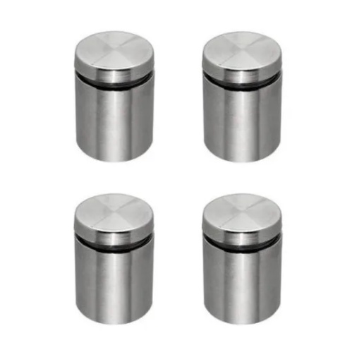 Prolongador Aço Inox Escovado Vidro Madeira 25mm x 25mm (4unid)