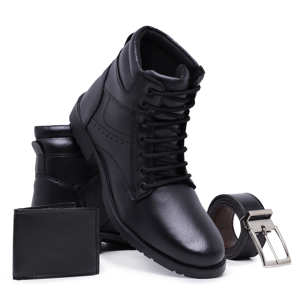 Kit Bota Masculina Coturno Chelsea Confortável com Carteira e Cinto para o Dia a Dia