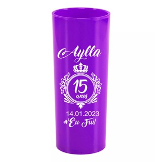 kit 50 Copo long drink Sólido Roxo Personalizados na Cor Branco Para Festa de 15 anos Casamento Batizados Festa Na Piscina Formatura