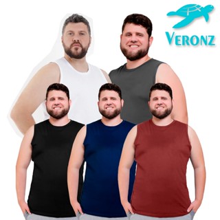 Kit 5 Camiseta Regata Masculina Plus Size Lisa Premium G1 G2 G3 Conforto