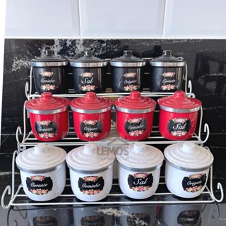 Porta Condimentos Em Alumínio Com Suporte Parede Para Sal Orégano Corante E Cominho em Oferta na Shopee