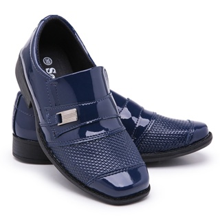 Sapato Social Infantil 444 Azul Pajem Masculino Confortável Bico quadrado Elegante em Oferta na Shopee