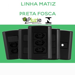 Interruptor e tomada Pluzie Matiz preto fosco preta fosca