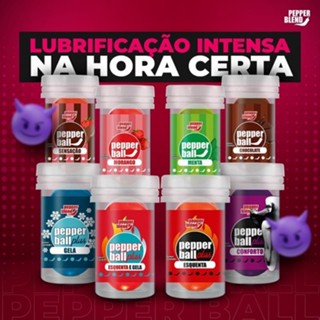 Hot Ball - Bolinha explosiva - Pepper Ball - Beijável - Lubrificante - Sabores - c/2 unidades - esquenta - esfria - esquenta e gela - meu bum bum conforto - sensação - beijo grego