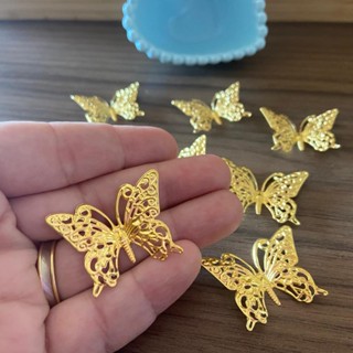 Aplique borboleta de metal 10 unidades 3,5x2,5 cm jardim encantado personalizado de luxo laços laceira