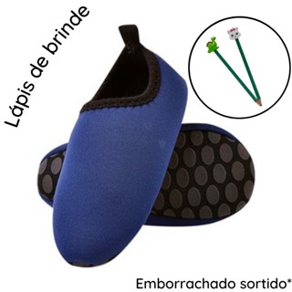 Sapatilha Infantil Meia Antiderrapante Calce Facil Pantufa Chinelo Marinho