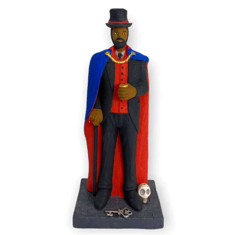 Escultura Exu Tranca Ruas Cartola E Capa Azul Vermelha 16cm