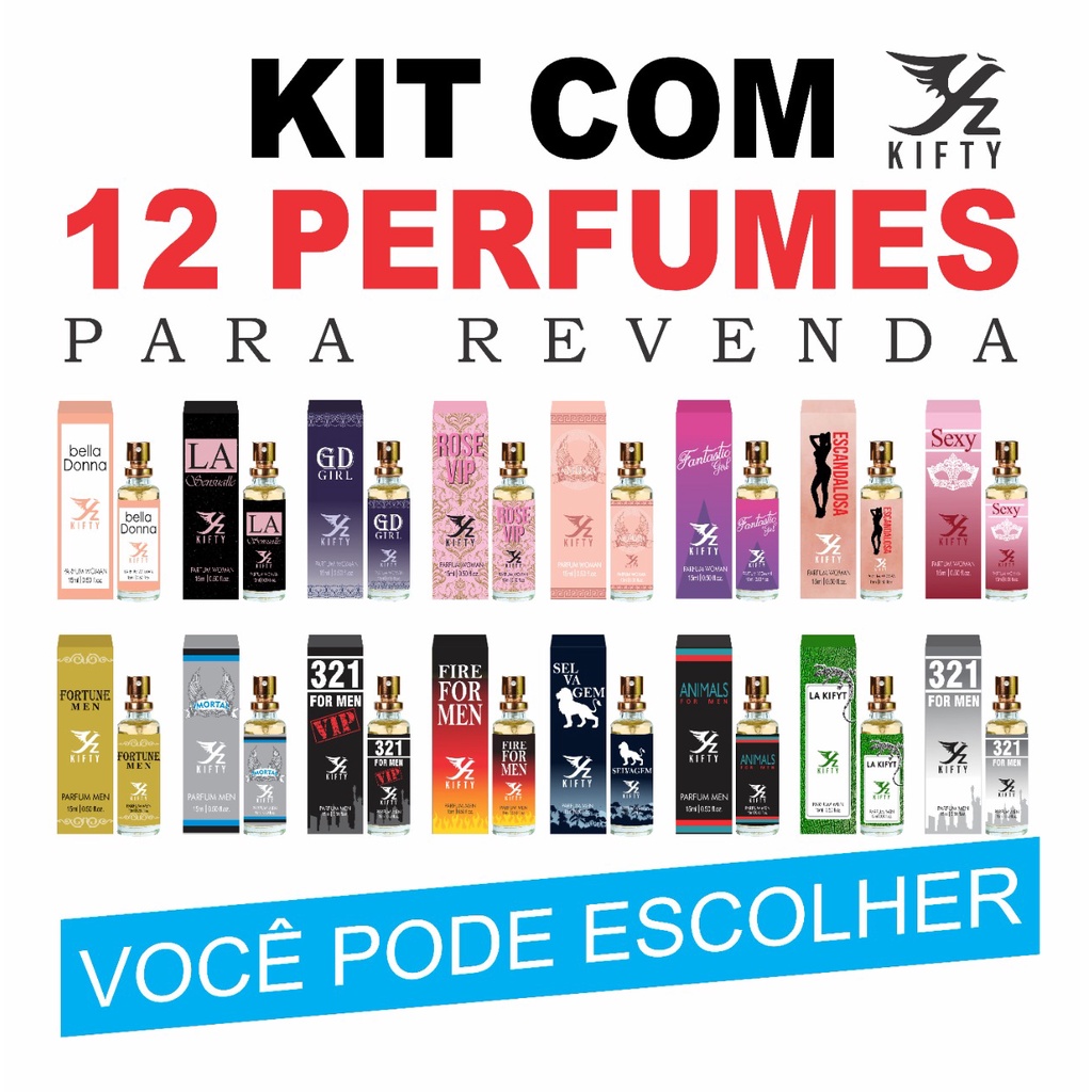 Kit 12 Perfumes Kifty 15 Ml - Essência Importada Aproveite!!