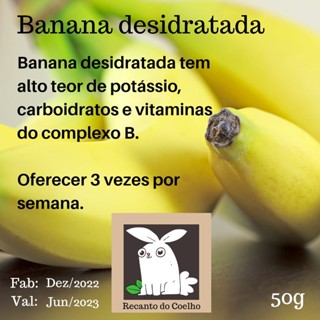 Petisco de Banana Desidratada para Coelhos e Porquinho da Índia - 70Gr