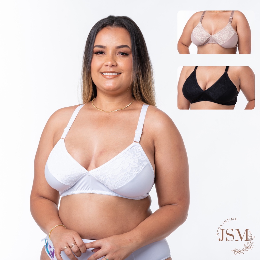 Sutiã PLUS SIZE Com Renda De Alta Sustentação Reforçado Sexy Lingerie Moda Íntima JSM