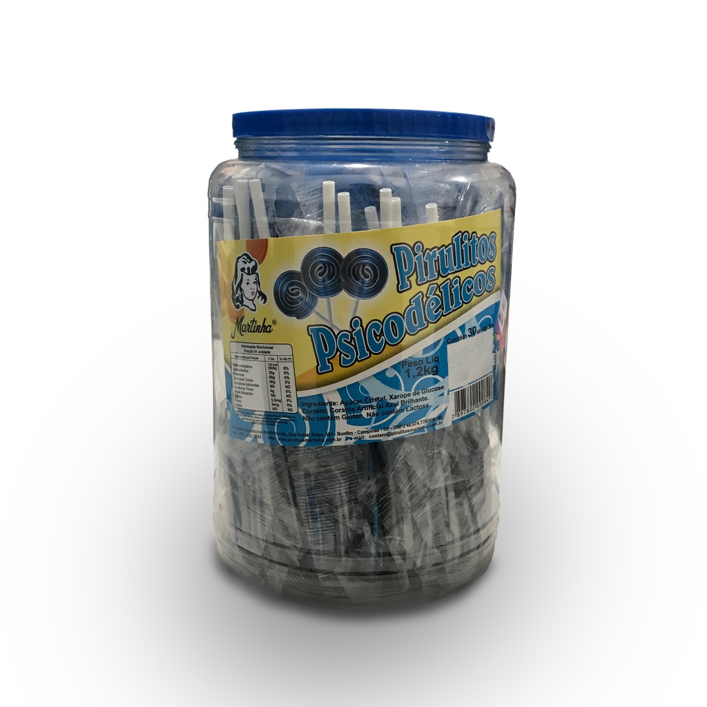 Pirulito Psicodélico Azul C/30 1,2kg - Martinha em Oferta na Shopee