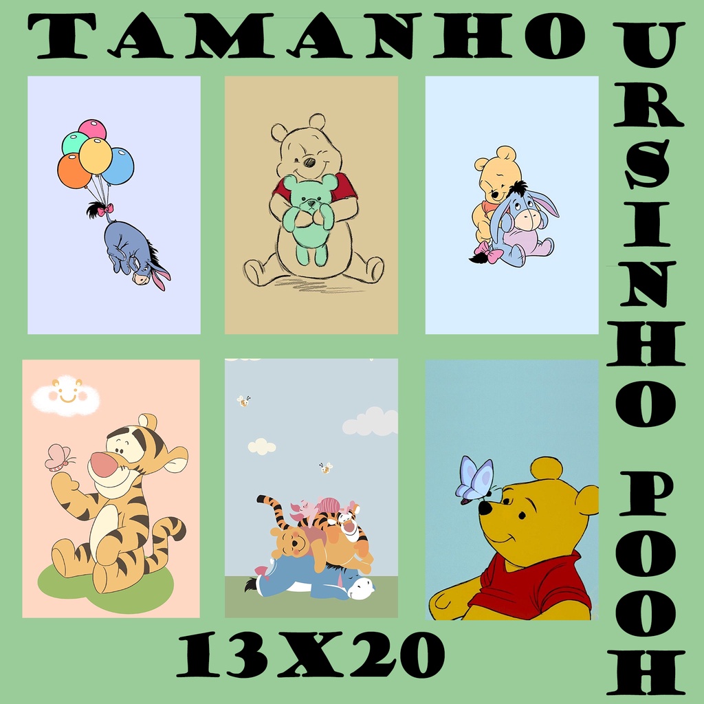 Quadros Placas Decorativas Disney Ursinho Pooh Filme Pet Fofura Infantil Decoração Sala Quarto 13x20cm