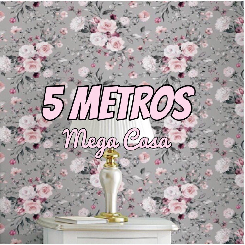Papel de Parede Modelo 3D 5 METROS x 45CM Adesivo Autocolante Floral Cinza em Oferta na Shopee