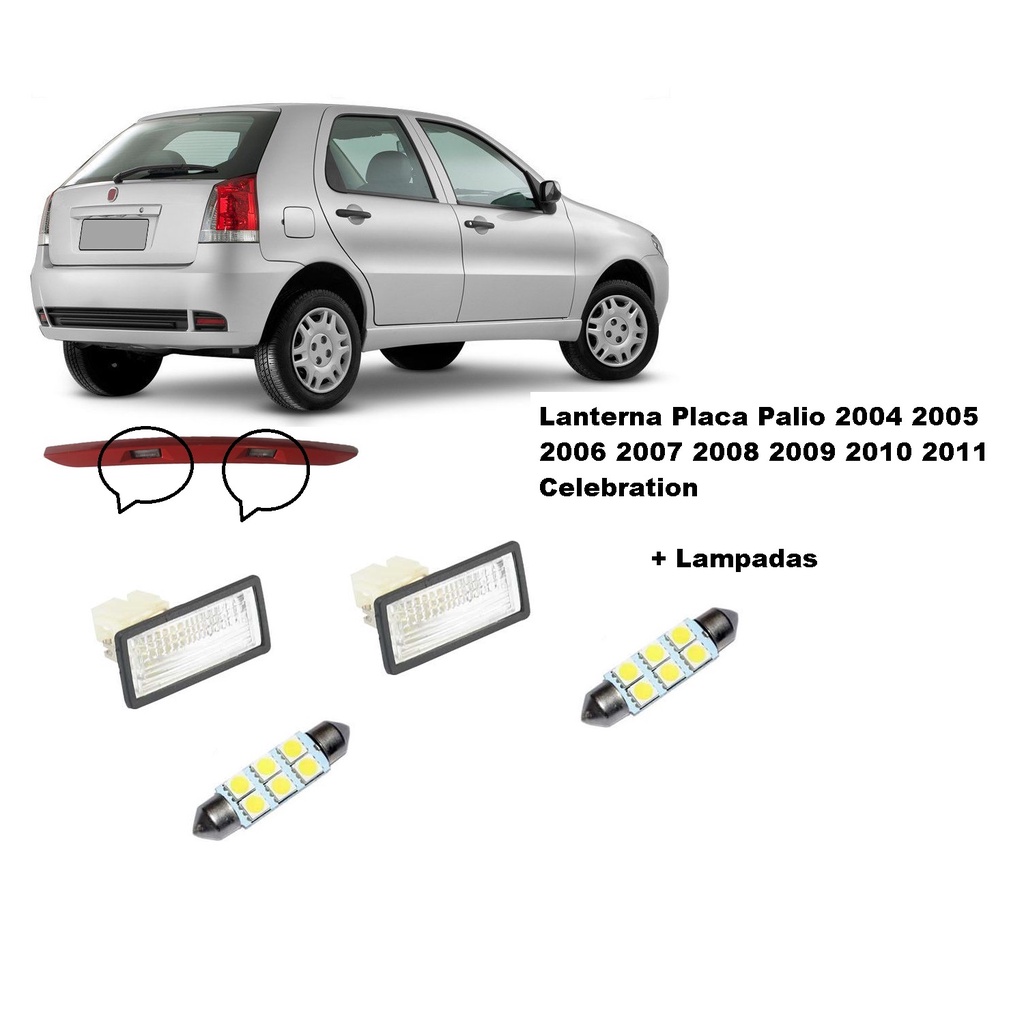 Par Lanterna Luz De Placa + Lampada 39MM Led Fiat Palio G3 2004  2012 2013 2014 2015 2016 6035