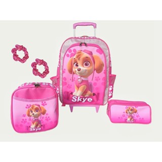 kit / conjunto escolar infantil Patrulha Canina feminina para meninas mochila de rodinhas