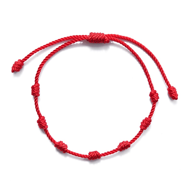 Pulseira de Sete Nós Kabballah, Pulseira Cabala Vermelha original Para Sorte e Proteção