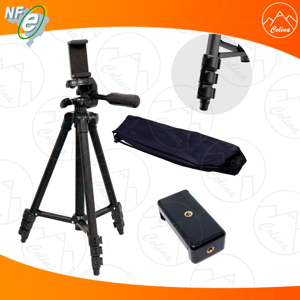 Tripé Semi Profissional Camera Celular 1,14mt Compacta C Nfe