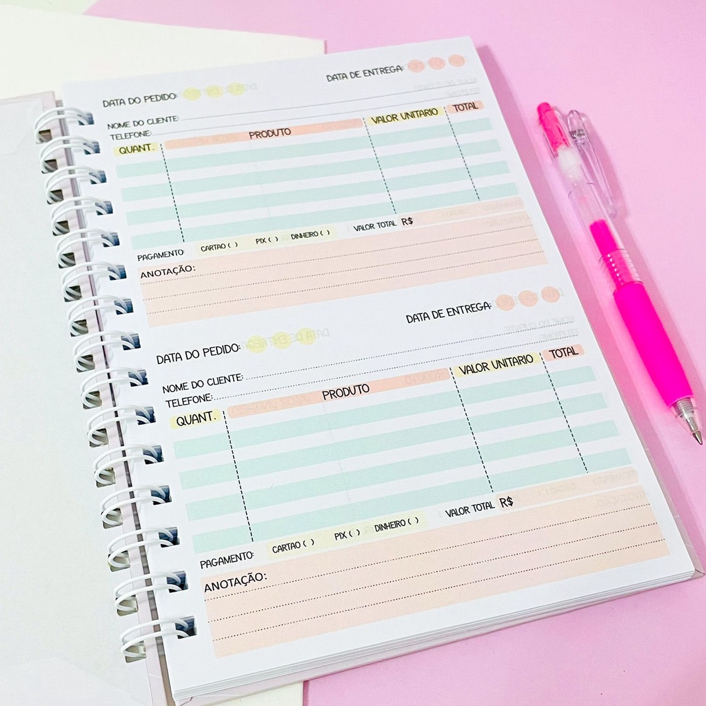 Caderno de pedido - 2 pedido por pagina