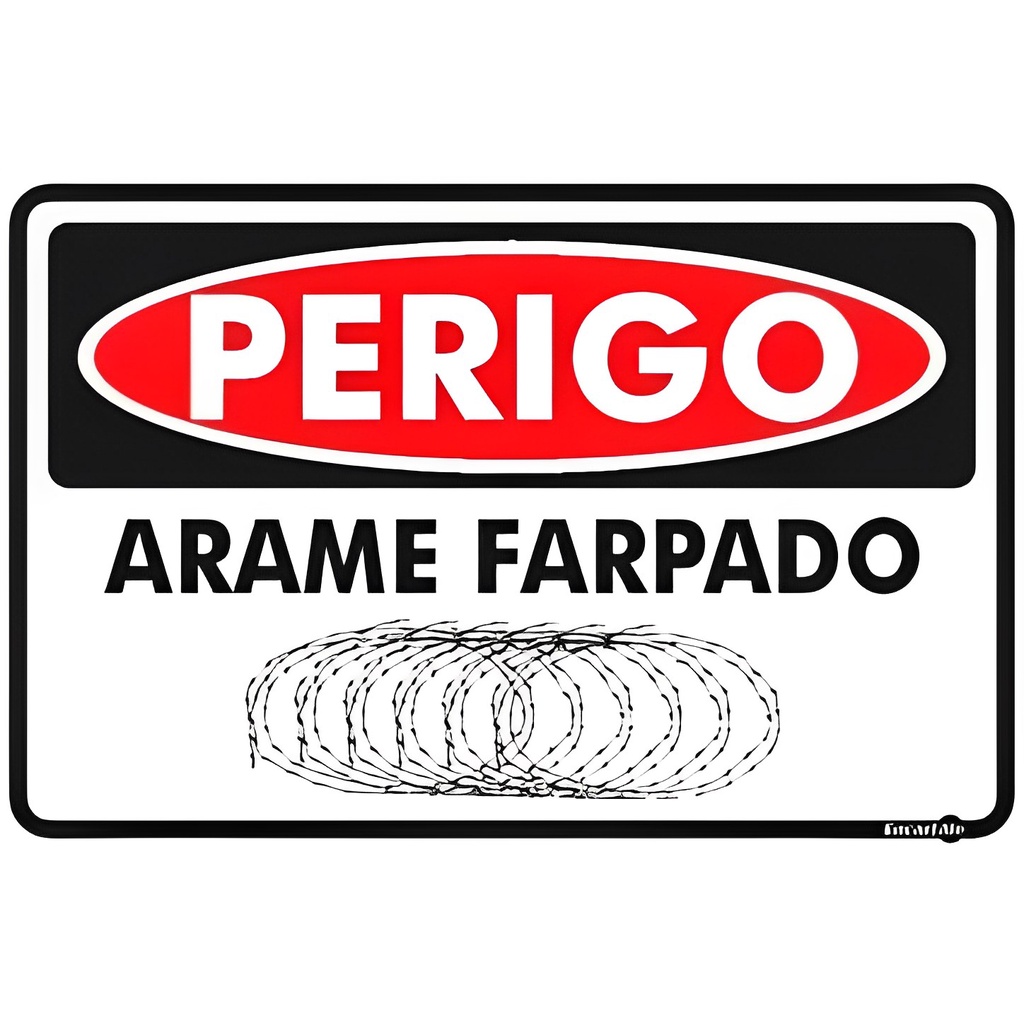Placa Perigo Arame Farpado 30x20 Segurança Alarme Casa Imóvel Roubo Câmera Comércio Fazenda Chácara