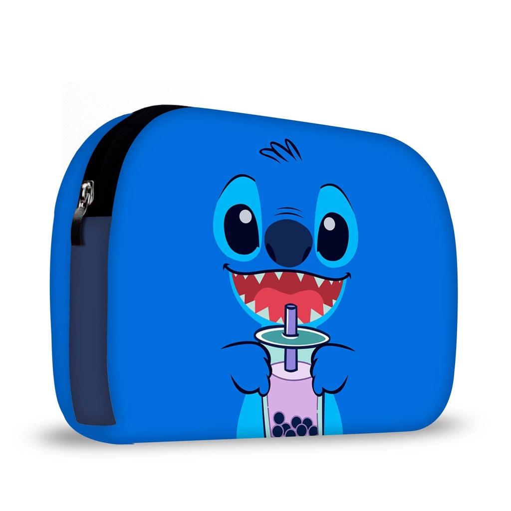 Necessaire Neoprene de Mão Porta Objetos Acessórios Monstrinho Azul