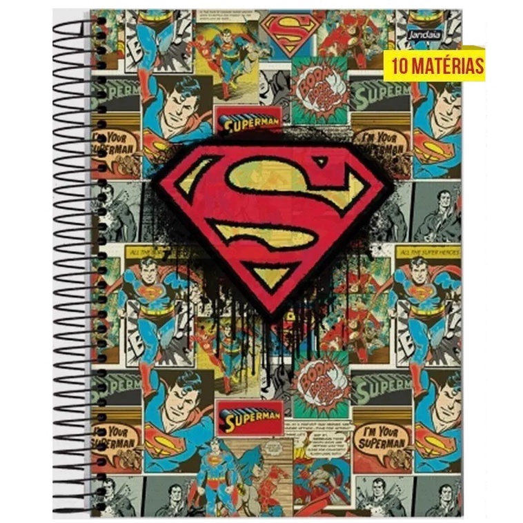 Caderno Grande Super Man Liga da Justiça Herois Blogueirinha Girls Youtuber Kefera Capa Dura Escolar 1 e 10 materias