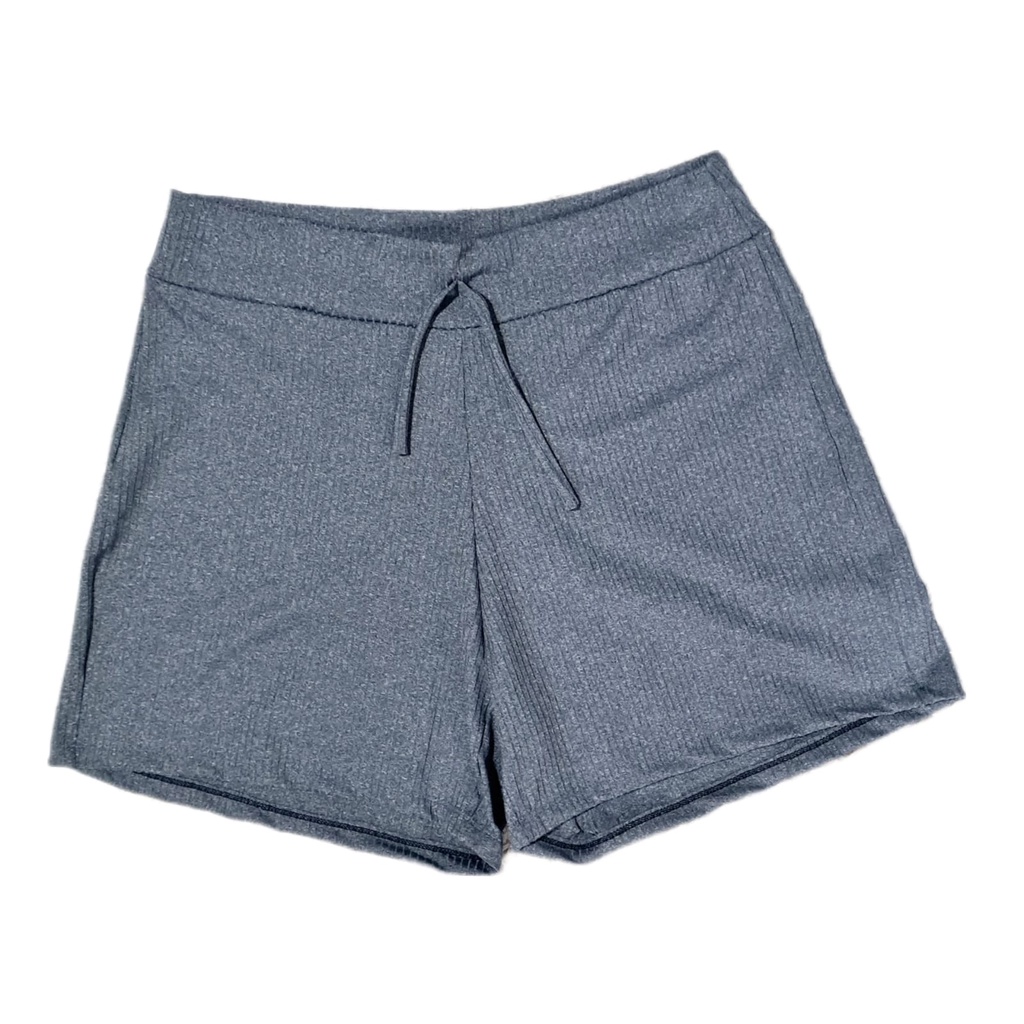 Short Plus Size Calção Feminino de Malha Canelada Liso.