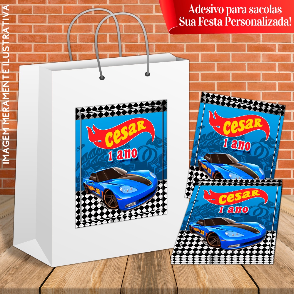 10 Adesivos Personalizados Para Sacolas Hot Wheels