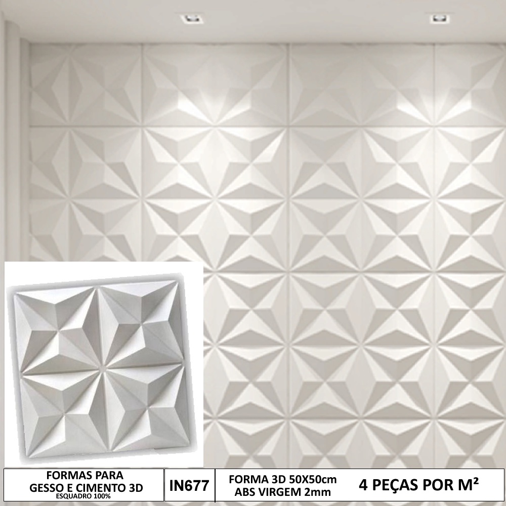 Forma 3d Mini Cullinans 50x50cm ABS 2mm Molde para cimento/concreto/gesso 3d IN677