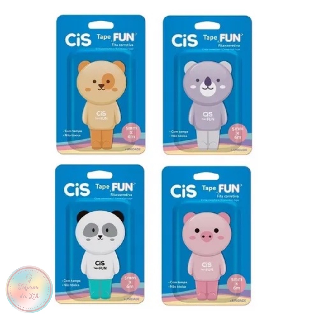 Fita corretiva corretivo em fita em formato de bichinhos fofos CIS Tape Fun