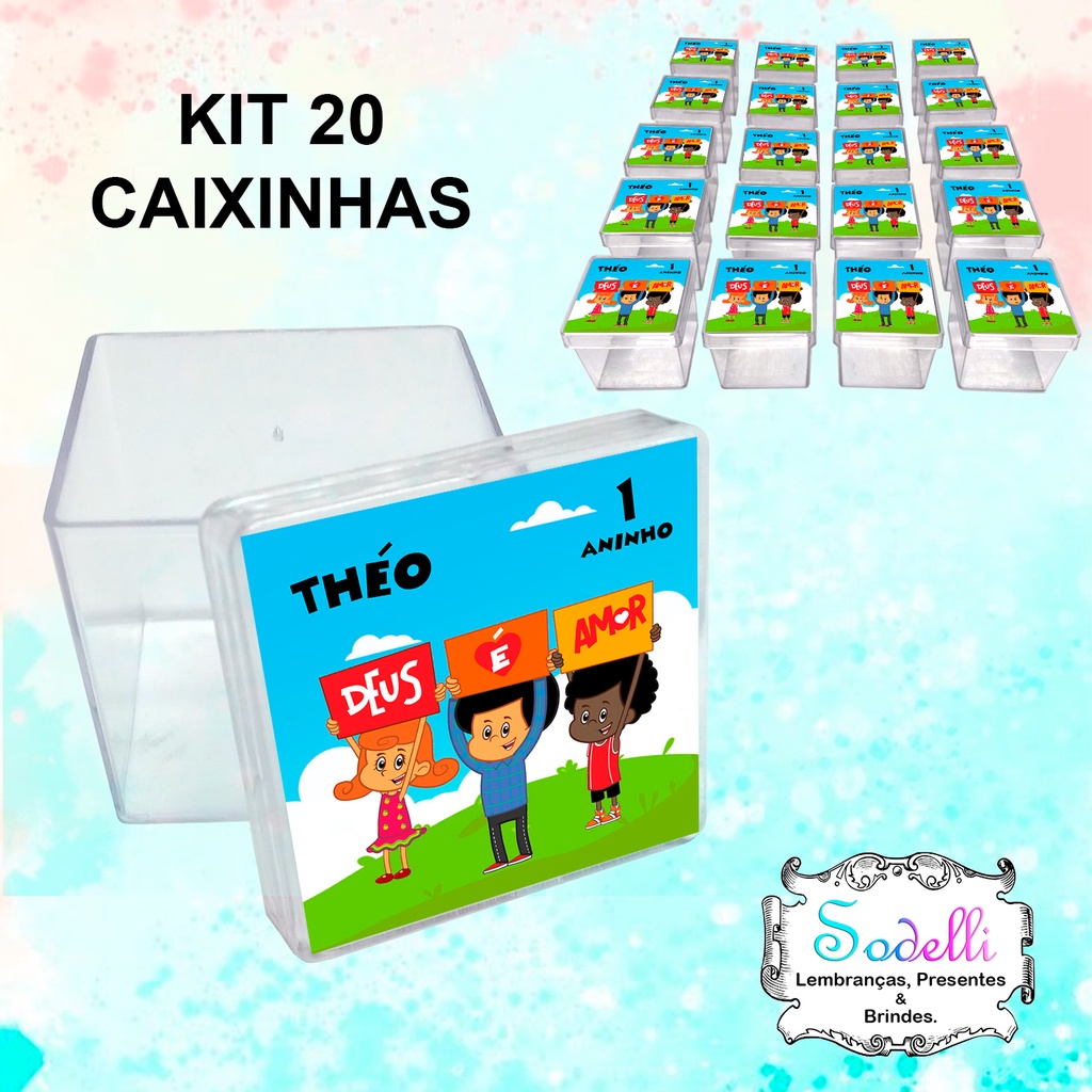 20 Lembrancinhas 3 Palavrinhas - Caixinhas Acrílicas Personalizadas