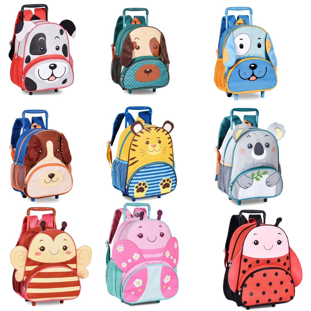 Mochilas Escolar Infantil Com Rodinhas Passeio Escolar Varios Modelos Clio Pets Bichinho Animais Zoo