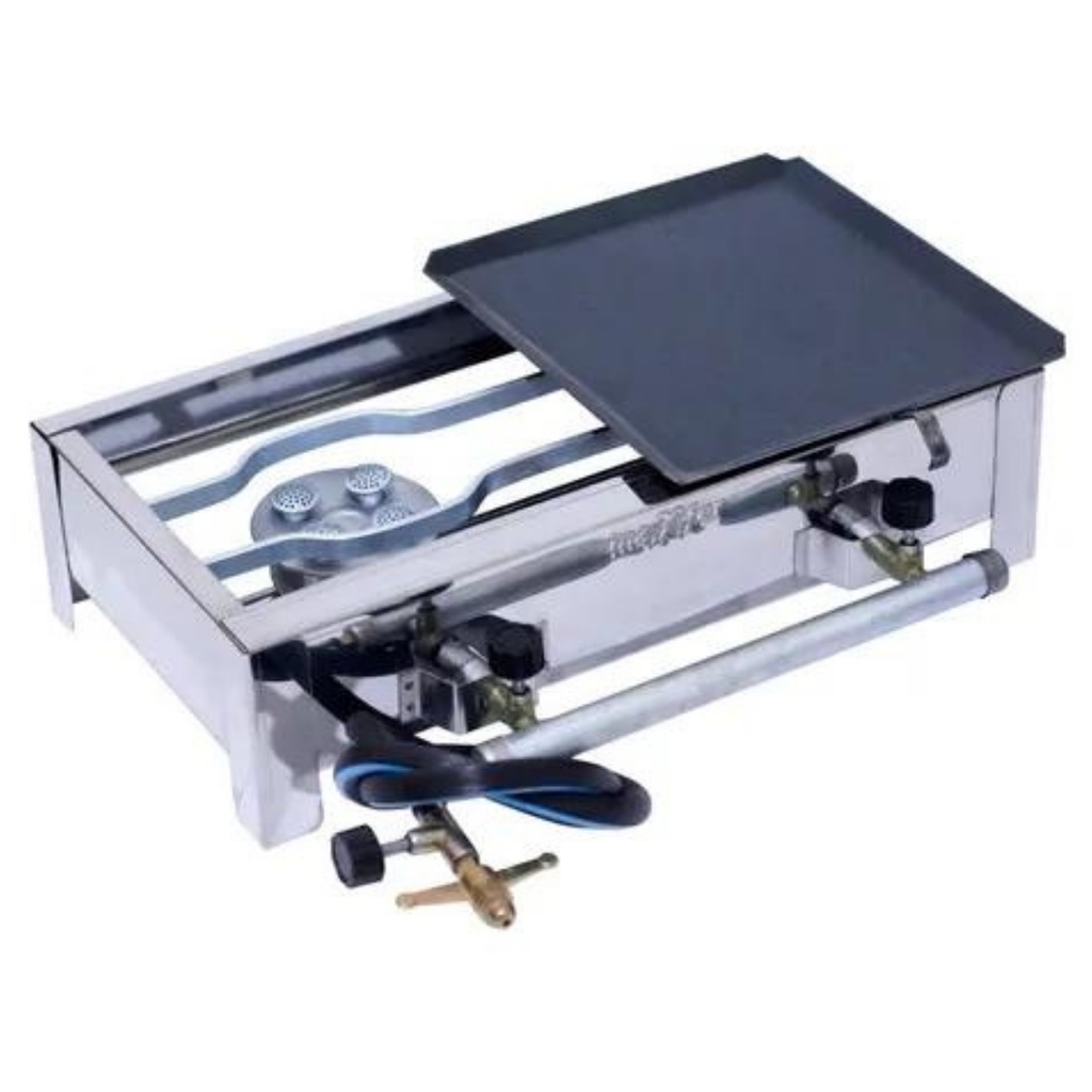 Fogão Fogareiro Meia Chapa 2 Bocas Alta Pressão em Oferta na Shopee