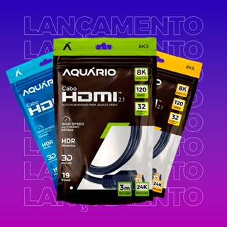 Cabo HDMI 2.1 Gold 8K Ultra HD 120Hz Garantia 3 Anos Aquário Lançamento
