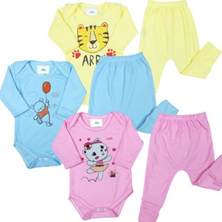 Conjunto Bebê Body e Calça Mijão Vira Pé Reversível Manga Longa Menino Menina Roupas para Bebê Enxoval de RN ao G.